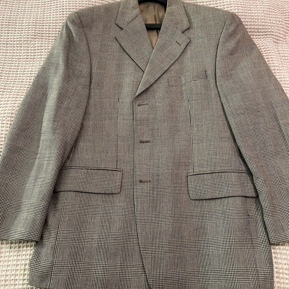 Ralph Lauren Men's Black and White Houndstooth Pane Blazer